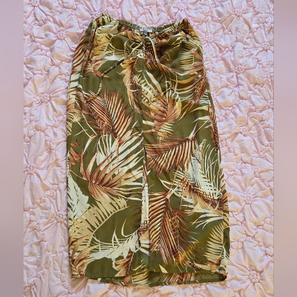 Iris Palm Leaf Swim Sarong - Green and Brown